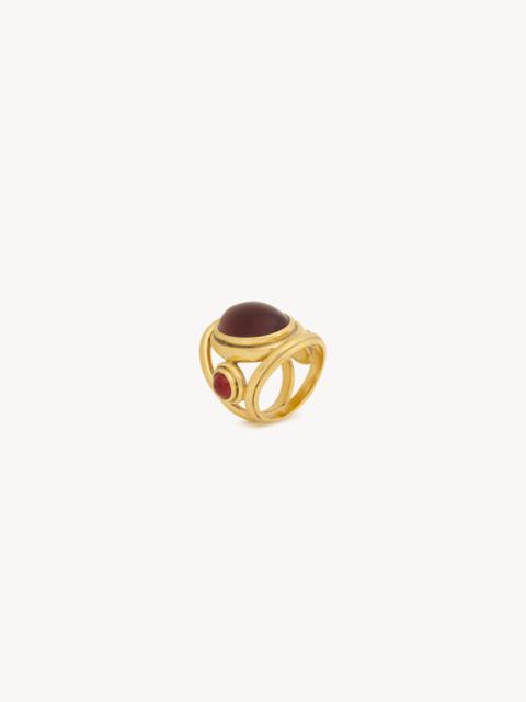 SAINT LAURENT CABOCHON TRILOGY RING IN RESIN AND METAL