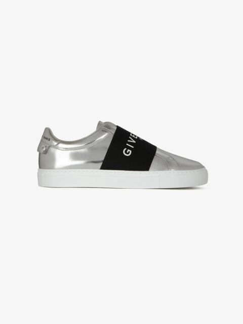 Givenchy SNEAKERS IN LEATHER WITH MIRROR EFFECT WEBBING