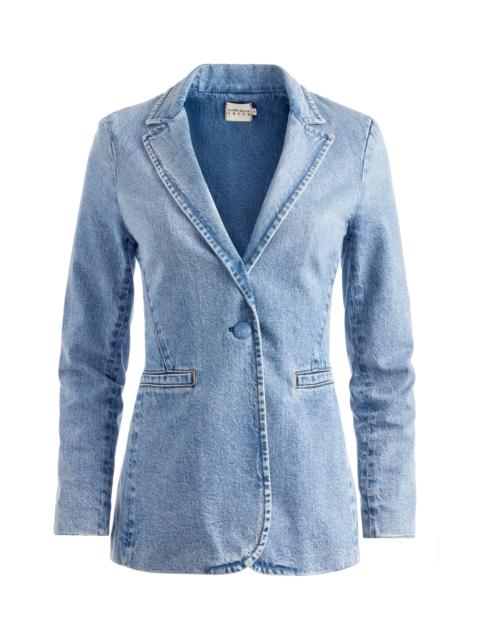 Alice + Olivia MACEY DENIM NOTCH COLLAR FITTED BLAZER