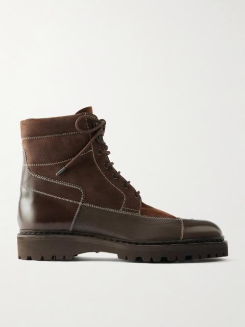 John Lobb Peak Patchwork Leather, Suede and Nubuck Lace-Up Boots
