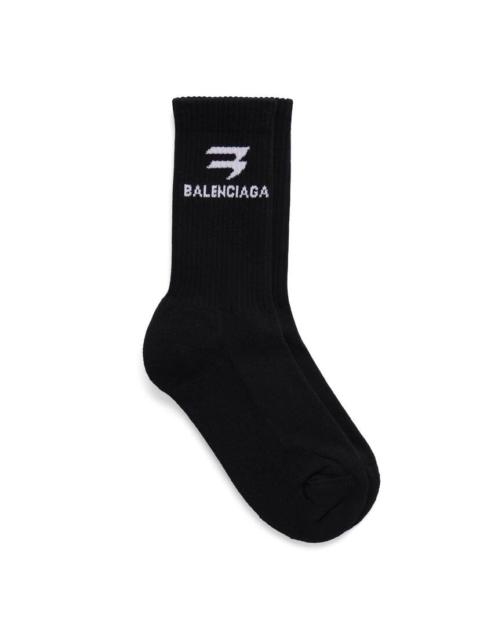 BALENCIAGA Men's Sporty B Tennis Socks in Black