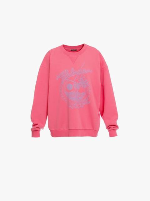Balmain Pink cotton sweatshirt with lilac Balmain logo