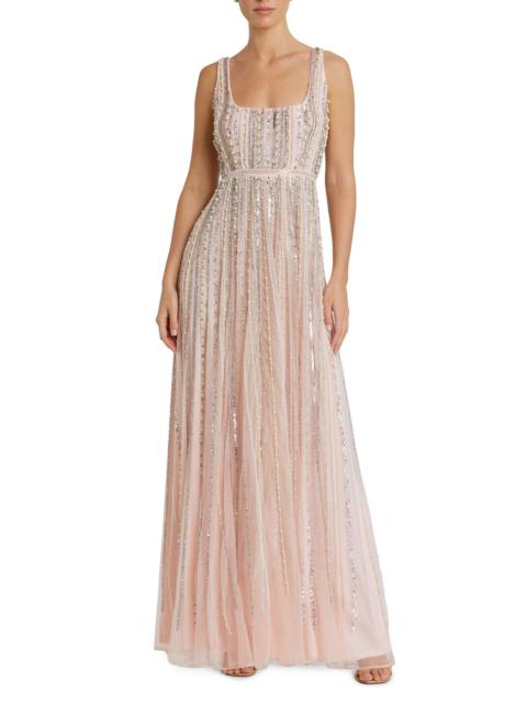 MAC DUGGAL Women's Evening Beaded Scoopneck Gown - Blush