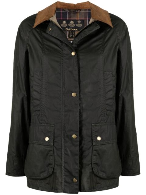 Barbour contrast-collar waxed jacket