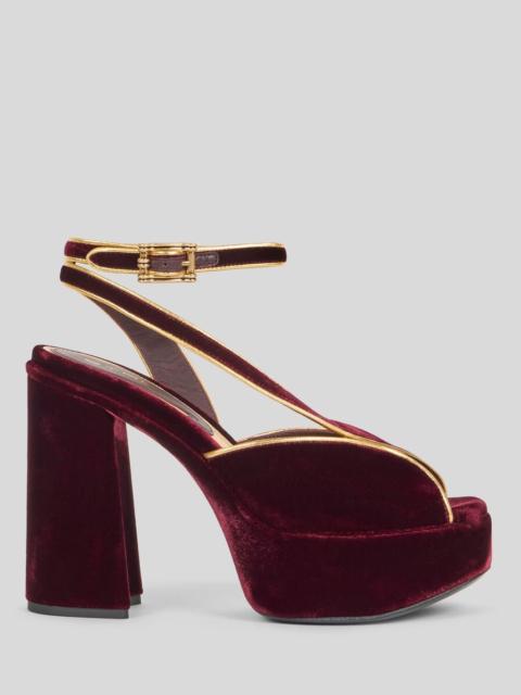 Etro VELVET PLATFORM SANDALS WITH METALLIC TRIM