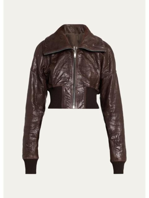 Rick Owens Dracuflight Leather Zip-Up Bomber Jacket