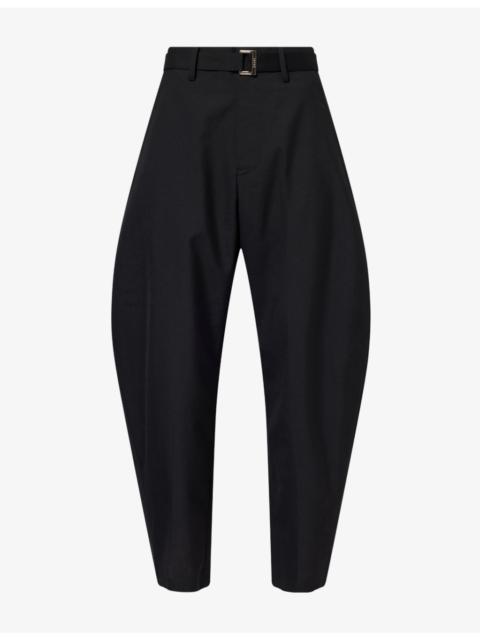 sacai Suiting Barrel-Leg Wool-Blend Trousers