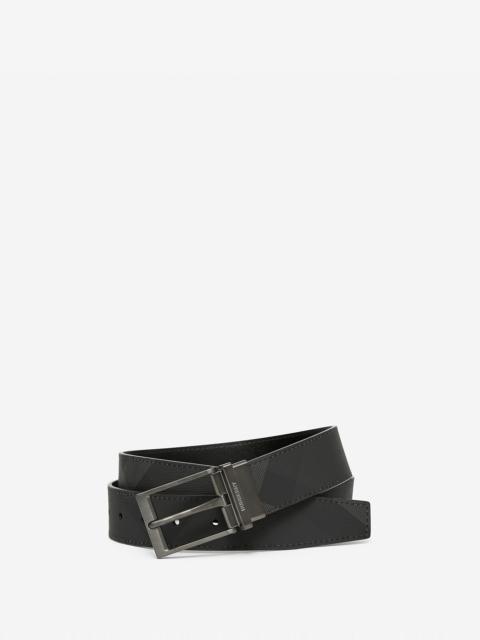 Burberry Reversible Charcoal Check and Leather Belt