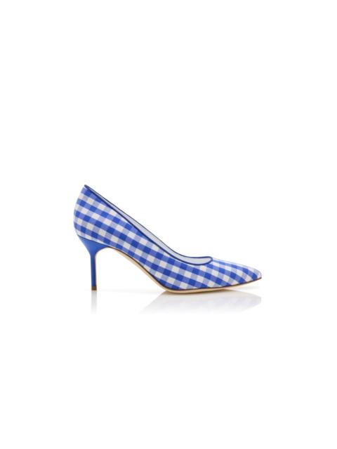 Manolo Blahnik Blue and White Cotton Gingham Pumps
