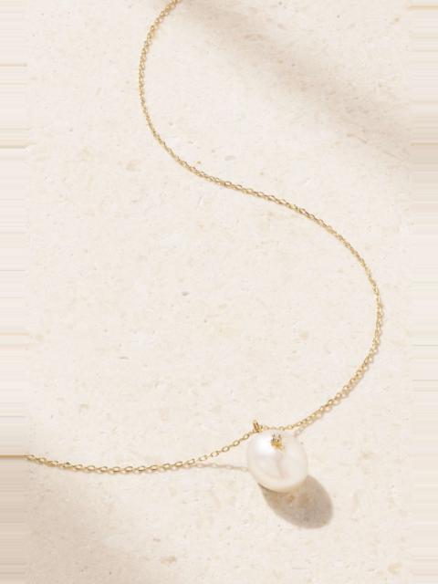 MATEO 14-karat gold, pearl and diamond necklace