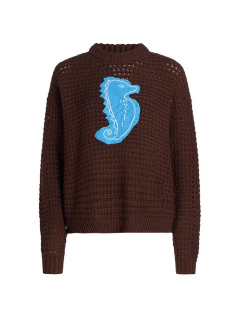 STAUD Women's Giada Seahorse Open-Knit Sweater - Seahorse