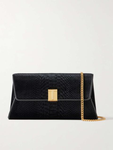 Nobile chain-embellished croc-effect leather clutch
