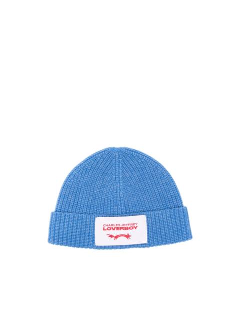 CHARLES JEFFREY LOVERBOY Chunky logo-patch beanie hat