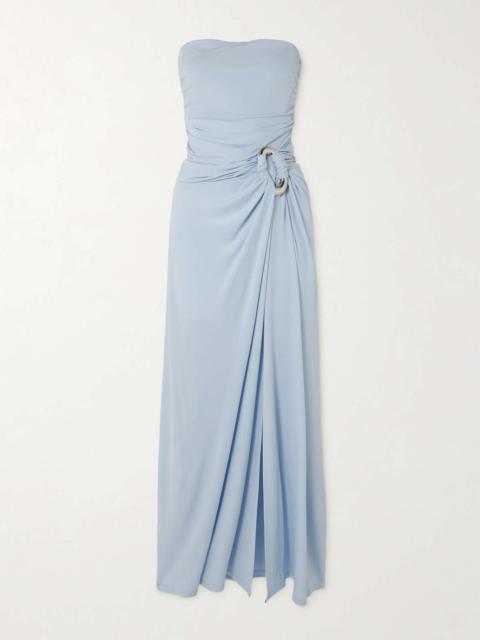 SIMKHAI Emma strapless embellished draped stretch-jersey gown