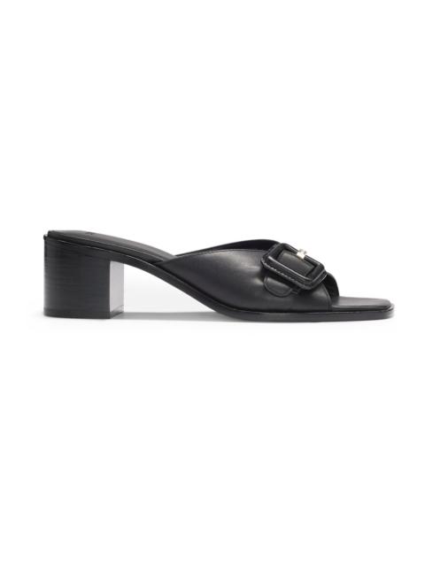 BOSS LEATHER MULES WITH BUCKLE DETAIL