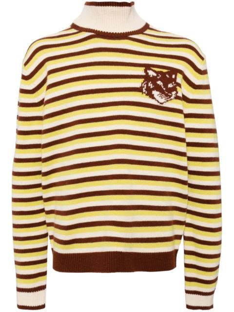 Maison Kitsuné Fox head intarsia striped jumper