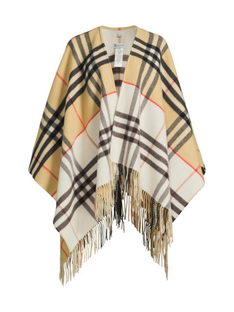 Burberry Women's Check Double-Faced Cashmere-Wool Cape - Sand Pebble White