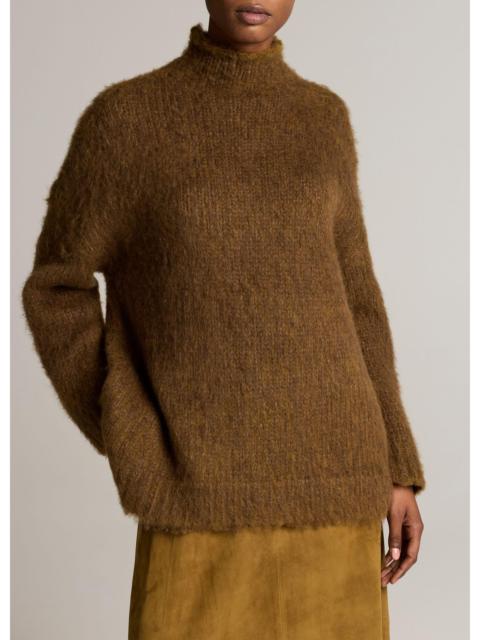 Vince Brushed Wool-Cotton Oversized Mock-Neck Sweater
