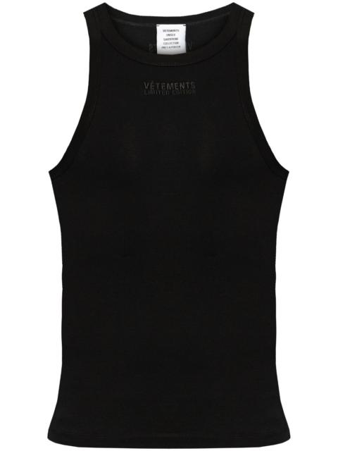 VETEMENTS logo-embroidered stretch-cotton tank top