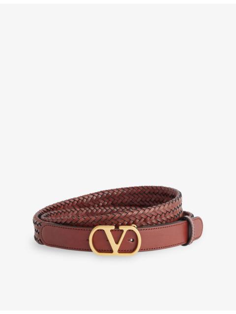 Valentino VLogo Braid Leather Belt