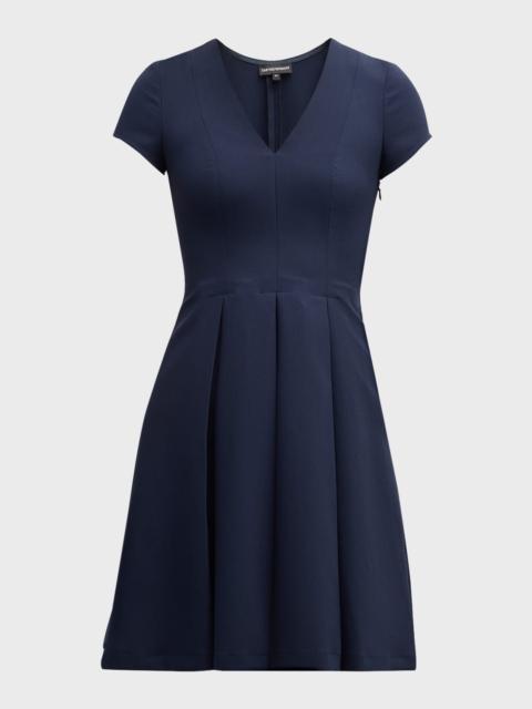 EMPORIO ARMANI Emma Pleated V-Neck Mini Dress