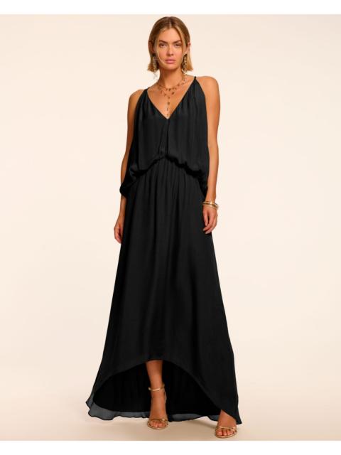 RAMY BROOK Ambar Draped V-Neck Maxi Dress | BLACK