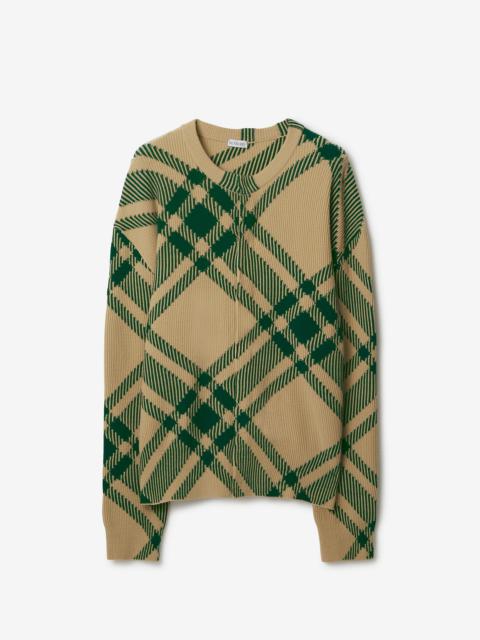 Burberry Check Wool Blend Cardigan