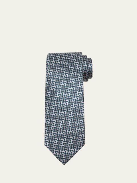 Brioni Men's Silk Geometric-Print Tie