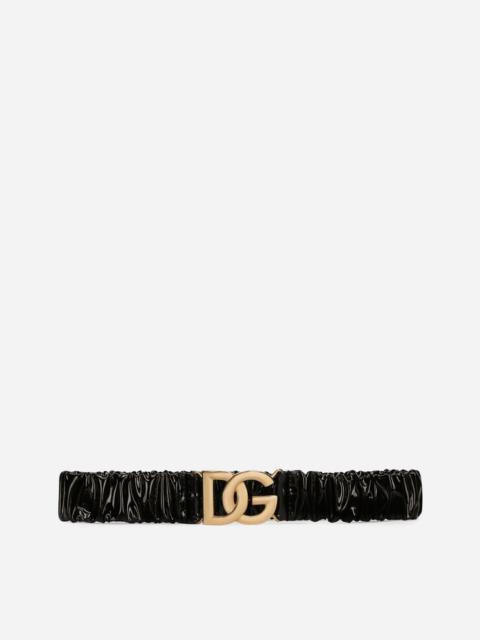 Dolce & Gabbana Elasticated and gathered patent leather belt with DG logo