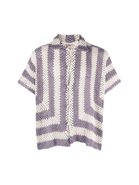 striped crochet-knit shirt