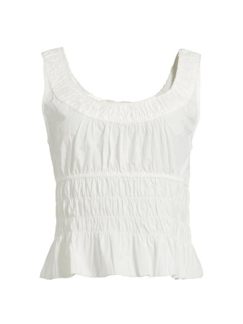 CIAO LUCIA! Women's Louisa Cotton Poplin Shirred Top - White