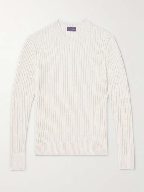 Slim-Fit Ribbed Mulberry Silk and Linen-Blend Sweater