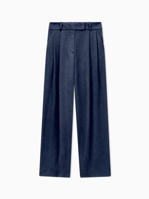 GIORGIO ARMANI TROUSER WIDE LEG WITH TWO PLEATS IN HAMMERED SATIN