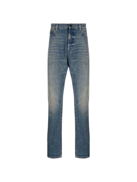 mid-rise straight-leg jeans