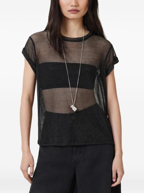 ALLSAINTS Thea mesh-striped t-shirt