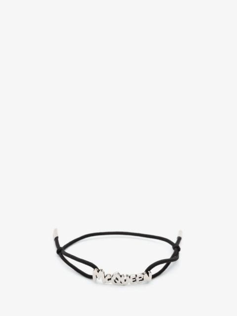 Alexander McQueen Mcqueen Graffiti Cut-out Friendship Bracelet in Black
