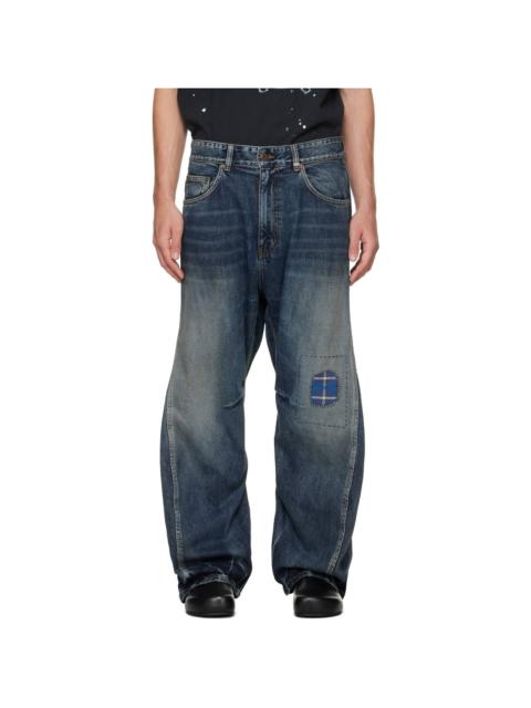 We11done Navy Repair Curve Denim Jeans