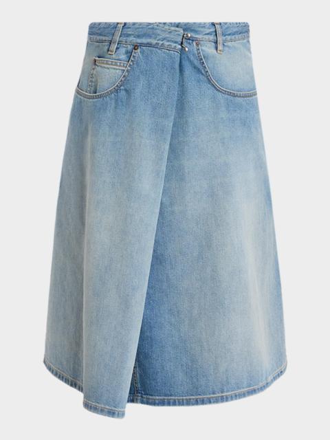 MM6 Maison Margiela Wrap Denim Midi Skirt