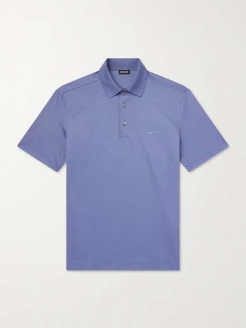 ZEGNA Knitted Cotton-Piqué Polo Shirt