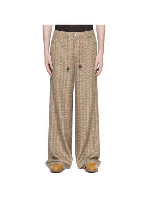 HED MAYNER Green & Beige Print Flow Trousers