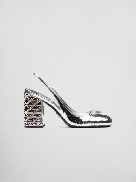 Prada Metallic leather slingback pumps