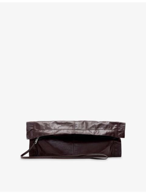 ALLSAINTS Lutece Fold Patent-Leather Clutch