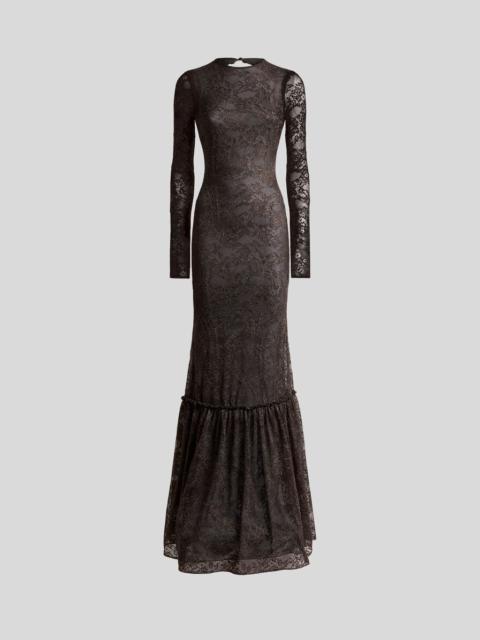 Etro LONG JERSEY DRESS WITH FLORAL LACE