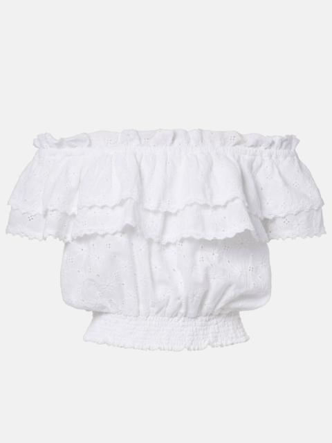 MELISSA ODABASH Ruth broderie anglaise cotton crop top