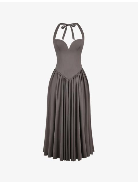 House of CB Coquette sweetheart-neck stretch-cotton midi dress