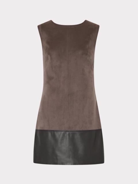 MILLY Eve Suede Leather Combo Shift Dress