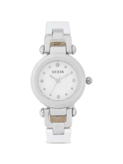 GUESS USA Ginger white silver tone analog watch
