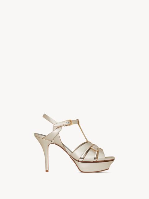 SAINT LAURENT TRIBUTE SANDALS IN METALLIC LEATHER