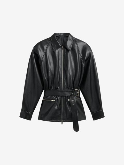 The Frankie Shop Annette Faux Leather Peplum Jacket - Black