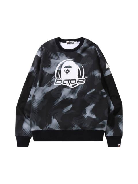 A BATHING APE® BAPE Stroke Camo Relaxed Fit Crewneck 'Black'